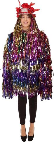 HPO Pryzm All the Rave Tinsel Costume Bundle (Small/Medium) - Unisex Tinsel Jacket and Headpiece with Tinsel Pigtails in Kuwait