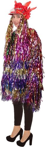 HPO Pryzm All the Rave Tinsel Costume Bundle (Small/Medium) - Unisex Tinsel Jacket and Headpiece with Tinsel Pigtails in Kuwait