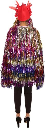HPO Pryzm All the Rave Tinsel Costume Bundle (Small/Medium) - Unisex Tinsel Jacket and Headpiece with Tinsel Pigtails in Kuwait