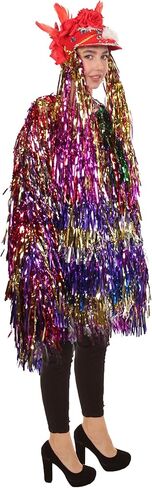 HPO Pryzm All the Rave Tinsel Costume Bundle (Small/Medium) - Unisex Tinsel Jacket and Headpiece with Tinsel Pigtails in Kuwait