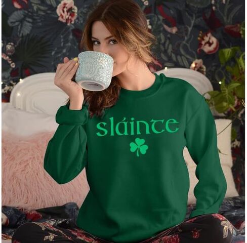 MOUSYA St Patricks Day Sweatshirt Women Slainte Shirts St Pattys Shirt Shamrock clover Printed Long Sleeve Tops in Saudi Arabia