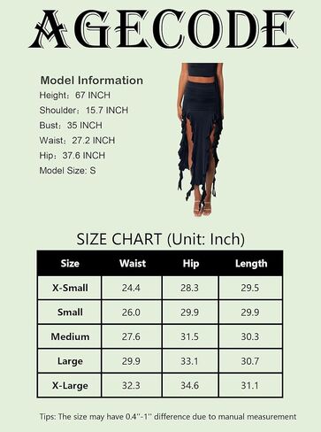 تنورة AGECODE للسيدات عالية الخصر ومكشكشة ومكشكشة ومقسمة على الجسم in Kuwait