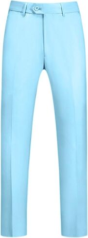 Lars Amadeus Solid Dress Pants for Men's Business Button Closure Flat Front Formal Trousers in Kuwait