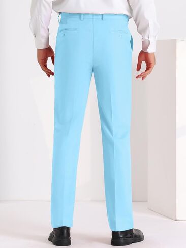 Lars Amadeus Solid Dress Pants for Men's Business Button Closure Flat Front Formal Trousers in Kuwait