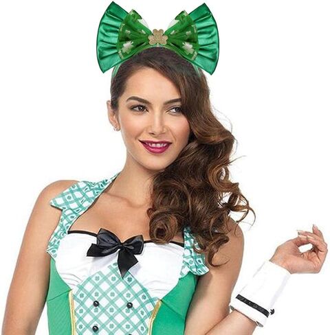 عيد القديس باتريك LED تضيء عقال الأخضر الترتر القوس أغطية الرأس البرسيم الشعر الأطواق شامروك شبكة إكسسوارات الشعر in Kuwait