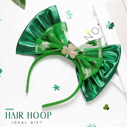 عيد القديس باتريك LED تضيء عقال الأخضر الترتر القوس أغطية الرأس البرسيم الشعر الأطواق شامروك شبكة إكسسوارات الشعر in Kuwait