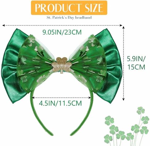 عيد القديس باتريك LED تضيء عقال الأخضر الترتر القوس أغطية الرأس البرسيم الشعر الأطواق شامروك شبكة إكسسوارات الشعر in Kuwait