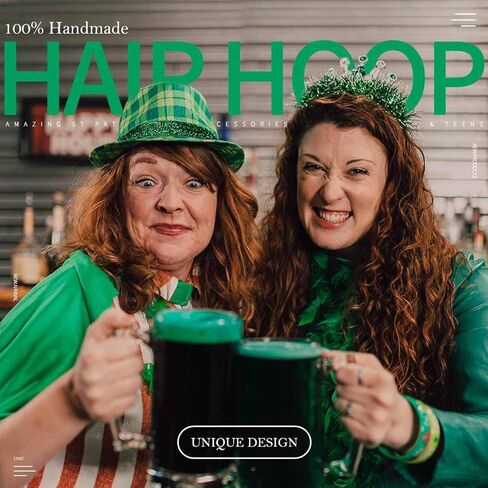 عيد القديس باتريك LED تضيء عقال الأخضر الترتر القوس أغطية الرأس البرسيم الشعر الأطواق شامروك شبكة إكسسوارات الشعر in Kuwait