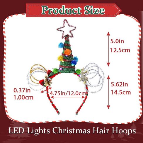 Coxiva تضيء عيد الميلاد عقال ستار الشعر الأطواق قرن الوعل هيرباند شجرة سانتا خوذة لعيد الميلاد عطلة تفضل الكبار الاطفال in Kuwait