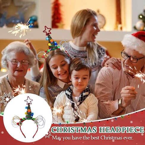 Coxiva تضيء عيد الميلاد عقال ستار الشعر الأطواق قرن الوعل هيرباند شجرة سانتا خوذة لعيد الميلاد عطلة تفضل الكبار الاطفال in Kuwait