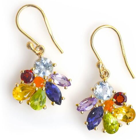 YoTreasure 7 Chakra Healing Gemstone Earrings Gold Over Silver Jewelry in Saudi Arabia
