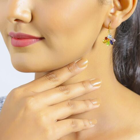 YoTreasure 7 Chakra Healing Gemstone Earrings Gold Over Silver Jewelry in Saudi Arabia