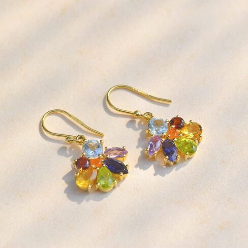 YoTreasure 7 Chakra Healing Gemstone Earrings Gold Over Silver Jewelry in Saudi Arabia