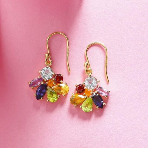 YoTreasure 7 Chakra Healing Gemstone Earrings Gold Over Silver Jewelry in Saudi Arabia