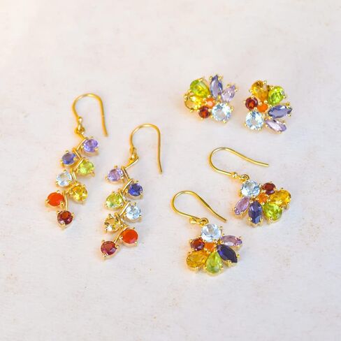 YoTreasure 7 Chakra Healing Gemstone Earrings Gold Over Silver Jewelry in Saudi Arabia