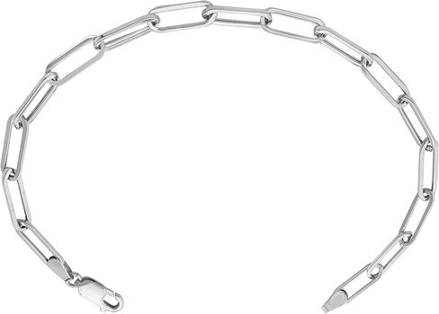 LoveBling 14k White Gold 4mm Paper Clip Link Bracelet in Kuwait