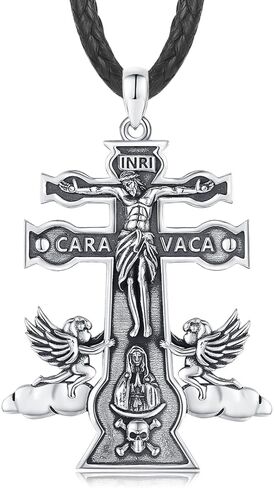 الصليب يسوع قلادة للرجال 925 فضة كارافاكا مزدوجة الصليب قلادة المسيحية تميمة مجوهرات الدينية هدايا للنساء in Kuwait