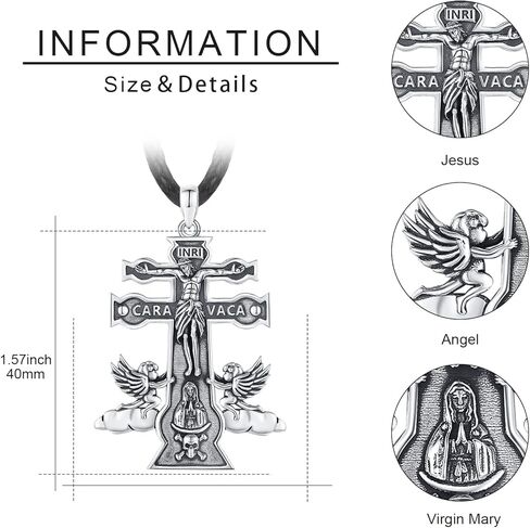 الصليب يسوع قلادة للرجال 925 فضة كارافاكا مزدوجة الصليب قلادة المسيحية تميمة مجوهرات الدينية هدايا للنساء in Kuwait