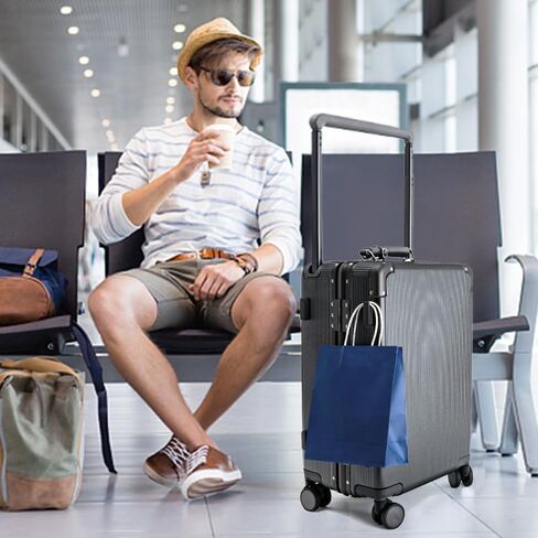 Hardside Carry On Luggage Aluminum 22 * 14 * 9 Airline Approved,Wide Handle Suitcase with TSA Lock and Cup Holder (Purple, Carry-On 20-Inch) in Saudi Arabia