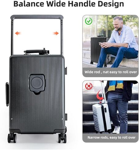 Hardside Carry On Luggage Aluminum 22 * 14 * 9 Airline Approved,Wide Handle Suitcase with TSA Lock and Cup Holder (Purple, Carry-On 20-Inch) in Saudi Arabia
