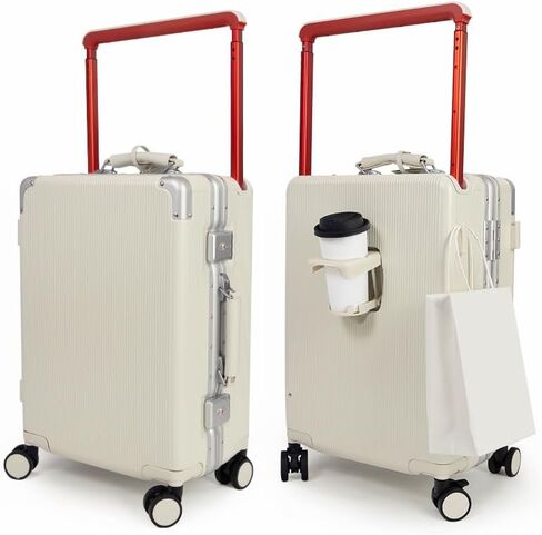 Hardside Carry On Luggage Aluminum 22 * 14 * 9 Airline Approved,Wide Handle Suitcase with TSA Lock and Cup Holder (Purple, Carry-On 20-Inch) in Saudi Arabia