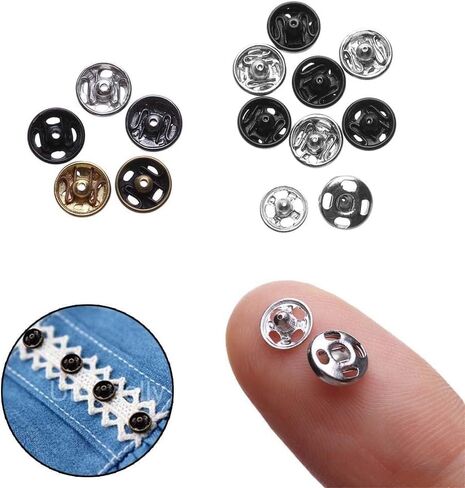 48Pcs Silver Metal Fastener Buttons Mini Sew-on Snap Buttons Press Studs Button Sewing Buttons for DIY Doll Clothes, Clothing Sewing Accessories (6mm) in Kuwait