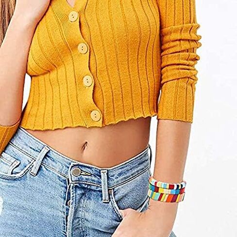 سوار بلاط المينا للنساء الملونة المينا مطرز تمتد سوار تكويم EnameledcTile ستراند مجموعة سوار in Kuwait