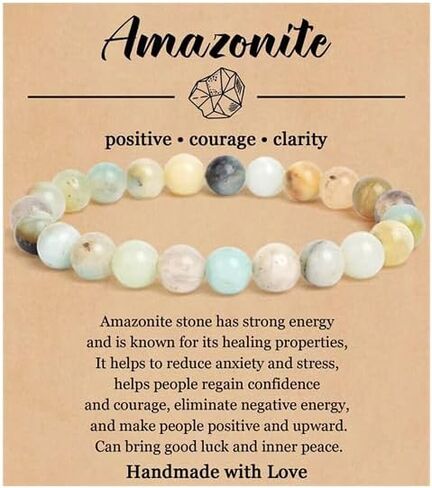 سوار الحجر الطبيعي للنساء والرجال 8 مم شفاء دائري من الأحجار الكريمة سوار مطرز بالكريستال والقلق والتمدد سوار اليوغا أساور مجوهرات هدايا in Kuwait