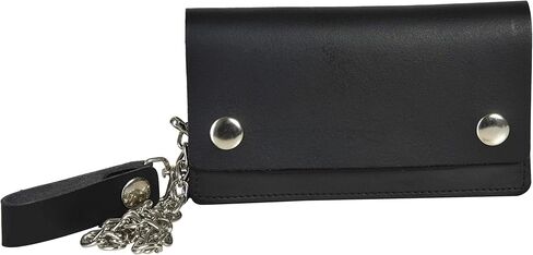 BLACK GENUINE LEATHER Trifold Biker's Eagle Wallet ID Card Holder With Chain in Kuwait