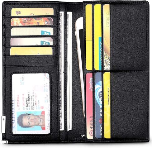 JEEBURYEE Men's Vintage Genuine Leather Long Bifold Wallet RFID Blocking Card Holder in Kuwait
