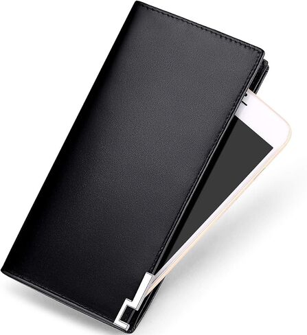 JEEBURYEE Men's Vintage Genuine Leather Long Bifold Wallet RFID Blocking Card Holder in Kuwait
