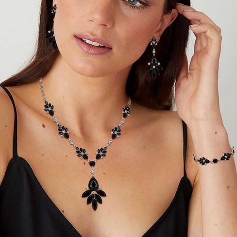 BriLove Wedding Bridal Jewelry Set Marquise Crystal Teardrop Necklace Earring Bracelet Set Gift for Women Brides in Saudi Arabia