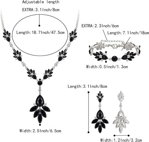 BriLove Wedding Bridal Jewelry Set Marquise Crystal Teardrop Necklace Earring Bracelet Set Gift for Women Brides in Saudi Arabia