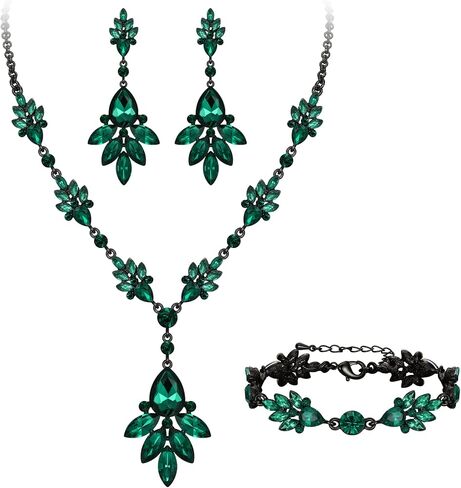 BriLove Wedding Bridal Jewelry Set Marquise Crystal Teardrop Necklace Earring Bracelet Set Gift for Women Brides in Saudi Arabia
