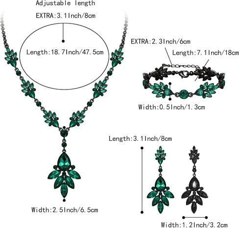 BriLove Wedding Bridal Jewelry Set Marquise Crystal Teardrop Necklace Earring Bracelet Set Gift for Women Brides in Saudi Arabia