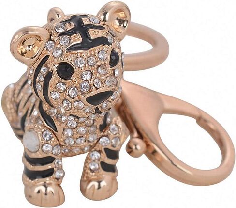 Womens Mens Creative Colorful Lovely Tiger Key Chains Gem Studded Luxury Pendant Key Holder Small Gifts for Friends in Kuwait