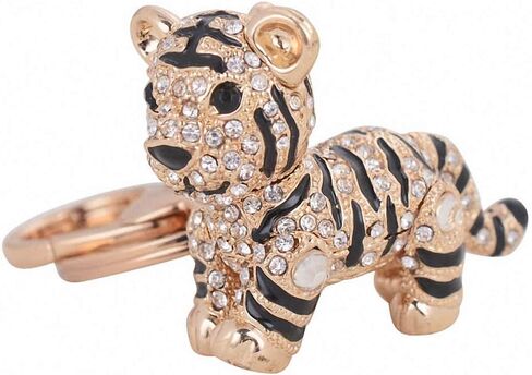Womens Mens Creative Colorful Lovely Tiger Key Chains Gem Studded Luxury Pendant Key Holder Small Gifts for Friends in Kuwait