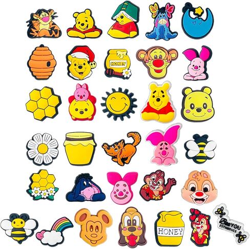 Cartoon Shoe Charms 35pcs Bear Shoe Charms for Clog Sandals Wristband Bracelets Cute Shoe Accessories for Women Girls Adult Party Favor in Saudi Arabia
