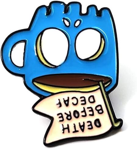 LATINDAY Blue Skeleton Cup Enamel pin brooch Death Before Decaf brooch Skull banner Coffee Cup Brooch Creative Enamel Brooch Backpack Badge Halloween Souvenirs jewelry Friends Gifts, Alloy Steel, no in Kuwait