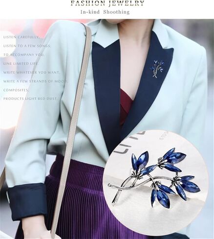Crystal Blue Flower Brooch Pins for Women Jewelry Corsage Pins for Dress Coat Accessories for Party Dance Wedding Banquet Gift, Metal, no gemstone in Kuwait
