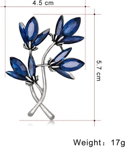 Crystal Blue Flower Brooch Pins for Women Jewelry Corsage Pins for Dress Coat Accessories for Party Dance Wedding Banquet Gift, Metal, no gemstone in Kuwait