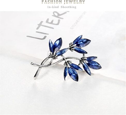 Crystal Blue Flower Brooch Pins for Women Jewelry Corsage Pins for Dress Coat Accessories for Party Dance Wedding Banquet Gift, Metal, no gemstone in Kuwait