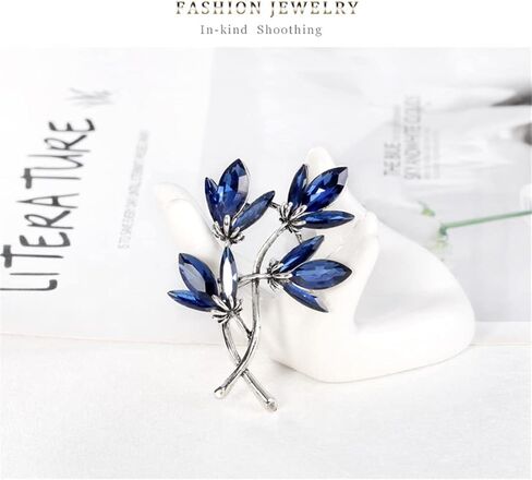 Crystal Blue Flower Brooch Pins for Women Jewelry Corsage Pins for Dress Coat Accessories for Party Dance Wedding Banquet Gift, Metal, no gemstone in Kuwait