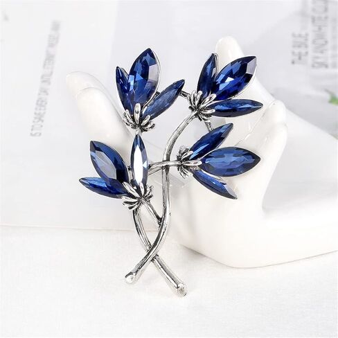 Crystal Blue Flower Brooch Pins for Women Jewelry Corsage Pins for Dress Coat Accessories for Party Dance Wedding Banquet Gift, Metal, no gemstone in Kuwait