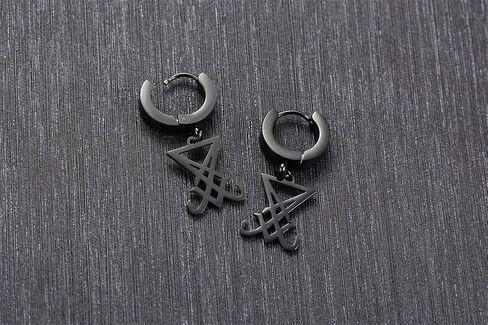 VNOX Satanic Jewerly 1-2 Pairs Church of Satan Seal of Lucifer Dangle Hinged Earrings for Men Women Teen in Saudi Arabia