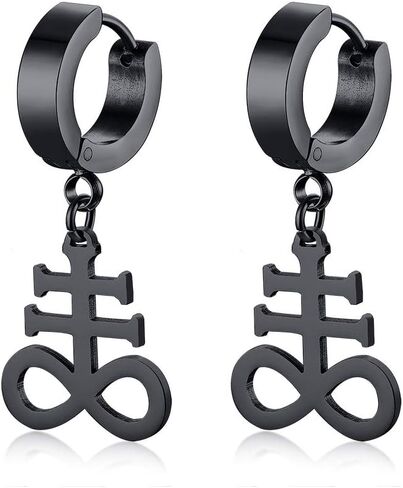 VNOX Satanic Jewerly 1-2 Pairs Church of Satan Seal of Lucifer Dangle Hinged Earrings for Men Women Teen in Saudi Arabia