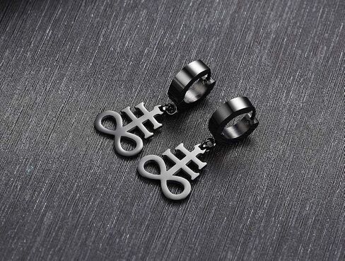 VNOX Satanic Jewerly 1-2 Pairs Church of Satan Seal of Lucifer Dangle Hinged Earrings for Men Women Teen in Saudi Arabia