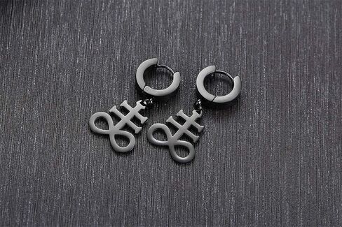 VNOX Satanic Jewerly 1-2 Pairs Church of Satan Seal of Lucifer Dangle Hinged Earrings for Men Women Teen in Saudi Arabia