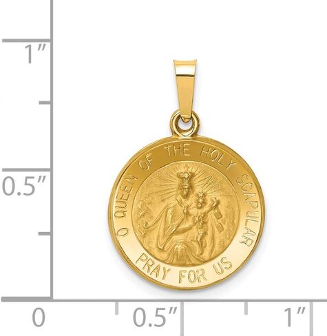قلادة ميدالية قابلة للعكس من الذهب الأصفر عيار 14 قيراط مصقولة وساتانية على شكل ملكة الكتفية المقدسة (0.55 × 0.67 بوصة) in Saudi Arabia