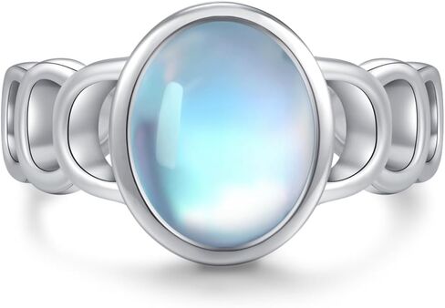 CRWENG Moonstone Ring 925 Sterling Silver Chain Rings Silver Jewelry Birthday Valentines Day Gifts for Women Girls Daughter in Kuwait